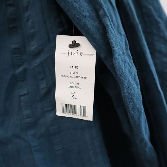 Joie Women's Sz XL Dark Teal Fano Button Front Long Sleeve Blouse - Picture 9 of 10